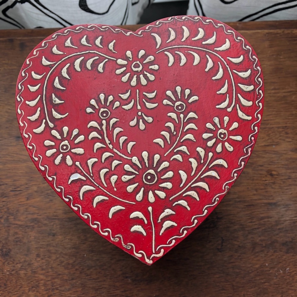 Red Heart-Shaped Decorative Box